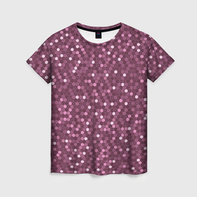 Женская футболка 3D с принтом Пурпурно розовый мелкие соты паттерн в Тюмени, 100% полиэфир ( синтетическое хлопкоподобное полотно) | прямой крой, круглый вырез горловины, длина до линии бедер | 