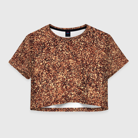 Женская футболка Crop-top 3D с принтом Медный золотистый абстракция напыление в Курске, 100% полиэстер | круглая горловина, длина футболки до линии талии, рукава с отворотами | 