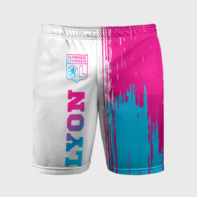Мужские шорты спортивные с принтом Lyon neon gradient style по вертикали ,  |  | 