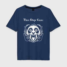Мужская футболка хлопок Oversize с принтом Three Days Grace rock panda в Новосибирске, 100% хлопок | свободный крой, круглый ворот, “спинка” длиннее передней части | Тематика изображения на принте: 