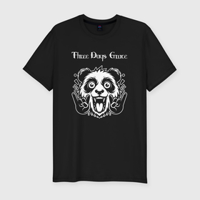 Мужская футболка хлопок Slim с принтом Three Days Grace rock panda в Новосибирске, 92% хлопок, 8% лайкра | приталенный силуэт, круглый вырез ворота, длина до линии бедра, короткий рукав | 