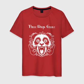 Мужская футболка хлопок с принтом Three Days Grace rock panda , 100% хлопок | прямой крой, круглый вырез горловины, длина до линии бедер, слегка спущенное плечо. | 