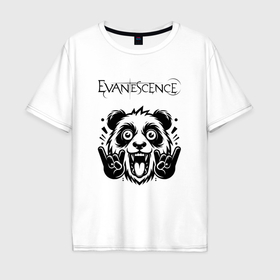 Мужская футболка хлопок Oversize с принтом Evanescence   rock panda в Курске, 100% хлопок | свободный крой, круглый ворот, “спинка” длиннее передней части | 