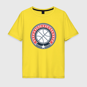 Мужская футболка хлопок Oversize с принтом Stars basketball в Новосибирске, 100% хлопок | свободный крой, круглый ворот, “спинка” длиннее передней части | Тематика изображения на принте: 