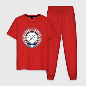 Мужская пижама хлопок с принтом Stars basketball в Курске, 100% хлопок | брюки и футболка прямого кроя, без карманов, на брюках мягкая резинка на поясе и по низу штанин
 | 