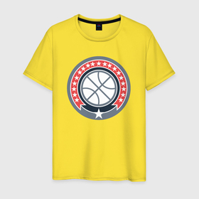 Мужская футболка хлопок с принтом Stars basketball в Новосибирске, 100% хлопок | прямой крой, круглый вырез горловины, длина до линии бедер, слегка спущенное плечо. | Тематика изображения на принте: 