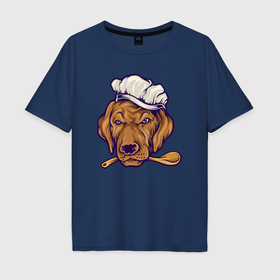 Мужская футболка хлопок Oversize с принтом Chef dog , 100% хлопок | свободный крой, круглый ворот, “спинка” длиннее передней части | 