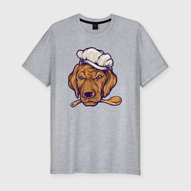 Мужская футболка хлопок Slim с принтом Chef dog , 92% хлопок, 8% лайкра | приталенный силуэт, круглый вырез ворота, длина до линии бедра, короткий рукав | 