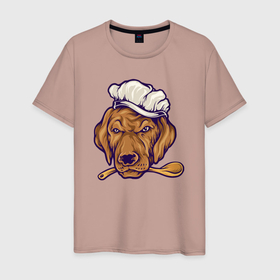 Мужская футболка хлопок с принтом Chef dog , 100% хлопок | прямой крой, круглый вырез горловины, длина до линии бедер, слегка спущенное плечо. | 