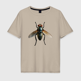 Мужская футболка хлопок Oversize с принтом Гигантская муха в Тюмени, 100% хлопок | свободный крой, круглый ворот, “спинка” длиннее передней части | 
