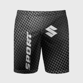 Мужские шорты спортивные с принтом Suzuki sport carbon в Курске,  |  | Тематика изображения на принте: 