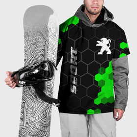 Накидка на куртку 3D с принтом Peugeot green sport hexagon в Кировске, 100% полиэстер |  | 