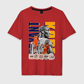 Мужская футболка хлопок Oversize с принтом Коби Брайант Лейкерс в Тюмени, 100% хлопок | свободный крой, круглый ворот, “спинка” длиннее передней части | 
