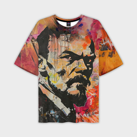 Мужская футболка oversize 3D с принтом Граффити портрет Владимира Ленина в Тюмени,  |  | Тематика изображения на принте: 