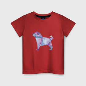 Детская футболка хлопок с принтом Собачка оригами , 100% хлопок | круглый вырез горловины, полуприлегающий силуэт, длина до линии бедер | 
