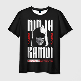 Мужская футболка 3D с принтом Ninja Kamui Revenge controls you , 100% полиэфир | прямой крой, круглый вырез горловины, длина до линии бедер | 