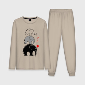 Мужская пижама с лонгсливом хлопок с принтом Милые слоники в Курске,  |  | 