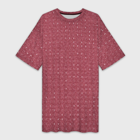 Платье-футболка 3D с принтом Светлый бордовый паттерн мелкие полосочки в Кировске,  |  | 