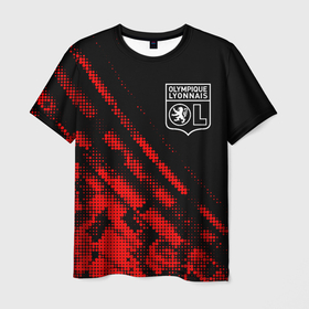Мужская футболка 3D с принтом Lyon sport grunge в Белгороде, 100% полиэфир | прямой крой, круглый вырез горловины, длина до линии бедер | 