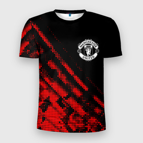 Мужская футболка 3D Slim с принтом Manchester United sport grunge в Кировске, 100% полиэстер с улучшенными характеристиками | приталенный силуэт, круглая горловина, широкие плечи, сужается к линии бедра | Тематика изображения на принте: 
