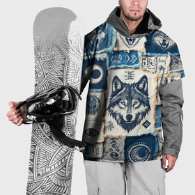 Накидка на куртку 3D с принтом Волки на дениме в Петрозаводске, 100% полиэстер |  | 
