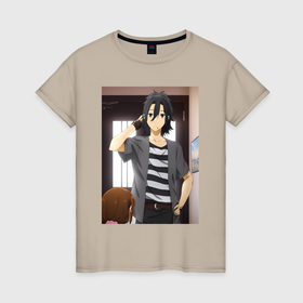 Женская футболка хлопок с принтом Хоримия Изуми Миямура в Курске, 100% хлопок | прямой крой, круглый вырез горловины, длина до линии бедер, слегка спущенное плечо | 