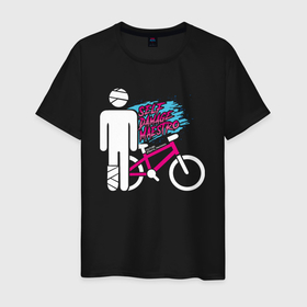 Мужская футболка хлопок с принтом Sports mechanics Bicyclist в Курске, 100% хлопок | прямой крой, круглый вырез горловины, длина до линии бедер, слегка спущенное плечо. | Тематика изображения на принте: 
