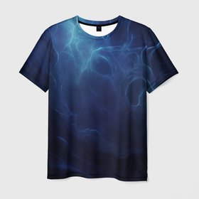 Мужская футболка 3D с принтом Темный синий  мистический фон в Екатеринбурге, 100% полиэфир | прямой крой, круглый вырез горловины, длина до линии бедер | 