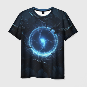 Мужская футболка 3D с принтом Круглый магический синий шар в Санкт-Петербурге, 100% полиэфир | прямой крой, круглый вырез горловины, длина до линии бедер | Тематика изображения на принте: 