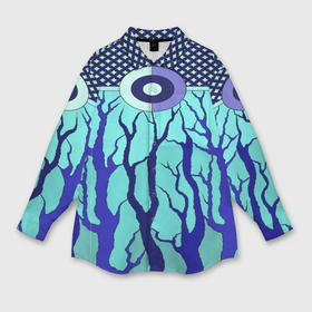 Женская рубашка oversize 3D с принтом Turquoise abstraction в Рязани,  |  | Тематика изображения на принте: 