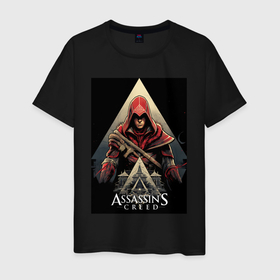 Мужская футболка хлопок с принтом Assassins creed красный костюм в Белгороде, 100% хлопок | прямой крой, круглый вырез горловины, длина до линии бедер, слегка спущенное плечо. | 