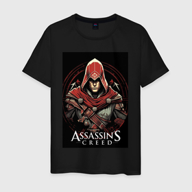 Мужская футболка хлопок с принтом Assassins creed профиль игрока в Кировске, 100% хлопок | прямой крой, круглый вырез горловины, длина до линии бедер, слегка спущенное плечо. | 