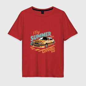 Мужская футболка хлопок Oversize с принтом My Summer Car Toyota Corolla , 100% хлопок | свободный крой, круглый ворот, “спинка” длиннее передней части | Тематика изображения на принте: 