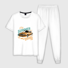 Мужская пижама хлопок с принтом My Summer Car Toyota Corolla в Курске, 100% хлопок | брюки и футболка прямого кроя, без карманов, на брюках мягкая резинка на поясе и по низу штанин
 | Тематика изображения на принте: 