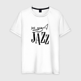 Мужская футболка хлопок с принтом Just jazz in black в Екатеринбурге, 100% хлопок | прямой крой, круглый вырез горловины, длина до линии бедер, слегка спущенное плечо. | 
