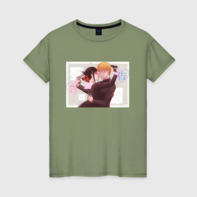 Женская футболка хлопок с принтом Миюки Сироганэ в любви как на войне в Санкт-Петербурге, 100% хлопок | прямой крой, круглый вырез горловины, длина до линии бедер, слегка спущенное плечо | 