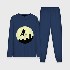 Мужская пижама с лонгсливом хлопок с принтом Дракон, летящий над городом ,  |  | 
