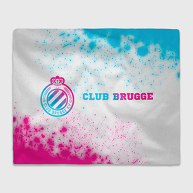 Плед 3D с принтом Club Brugge neon gradient style по горизонтали , 100% полиэстер | закругленные углы, все края обработаны. Ткань не мнется и не растягивается | 