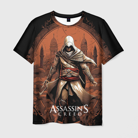 Мужская футболка 3D с принтом Assassins creed город в песках , 100% полиэфир | прямой крой, круглый вырез горловины, длина до линии бедер | 