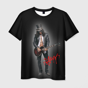 Мужская футболка 3D с принтом Слэш музыкант группы Guns N Roses в Петрозаводске, 100% полиэфир | прямой крой, круглый вырез горловины, длина до линии бедер | 