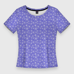 Женская футболка 3D Slim с принтом Сиреневый паттерн цветочный ,  |  | 