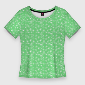 Женская футболка 3D Slim с принтом Светло зелёный паттерн цветочный в Санкт-Петербурге,  |  | Тематика изображения на принте: 