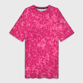 Платье-футболка 3D с принтом Яркий розовый абстракция в Тюмени,  |  | 
