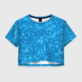 Женская футболка Crop-top 3D с принтом Ярко голубой абстракция космический в Кировске, 100% полиэстер | круглая горловина, длина футболки до линии талии, рукава с отворотами | 