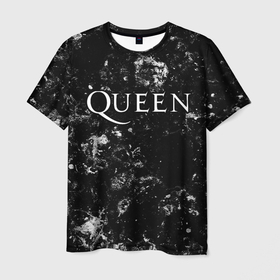 Мужская футболка 3D с принтом Queen black ice , 100% полиэфир | прямой крой, круглый вырез горловины, длина до линии бедер | 