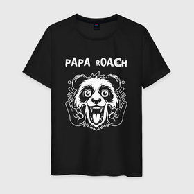 Мужская футболка хлопок с принтом Papa Roach rock panda , 100% хлопок | прямой крой, круглый вырез горловины, длина до линии бедер, слегка спущенное плечо. | 