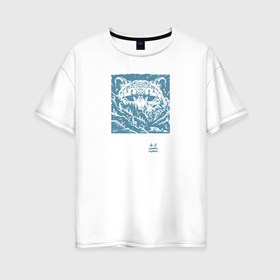Женская футболка хлопок Oversize с принтом Снежный барс с логотипом в Петрозаводске, 100% хлопок | свободный крой, круглый ворот, спущенный рукав, длина до линии бедер
 | 