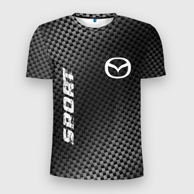 Мужская футболка 3D Slim с принтом Mazda sport carbon в Екатеринбурге, 100% полиэстер с улучшенными характеристиками | приталенный силуэт, круглая горловина, широкие плечи, сужается к линии бедра | Тематика изображения на принте: 