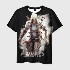Мужская футболка 3D с принтом Assassins creed белая пыль в Тюмени, 100% полиэфир | прямой крой, круглый вырез горловины, длина до линии бедер | 
