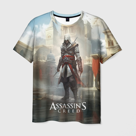 Мужская футболка 3D с принтом Assassins creed game poster в Курске, 100% полиэфир | прямой крой, круглый вырез горловины, длина до линии бедер | Тематика изображения на принте: 